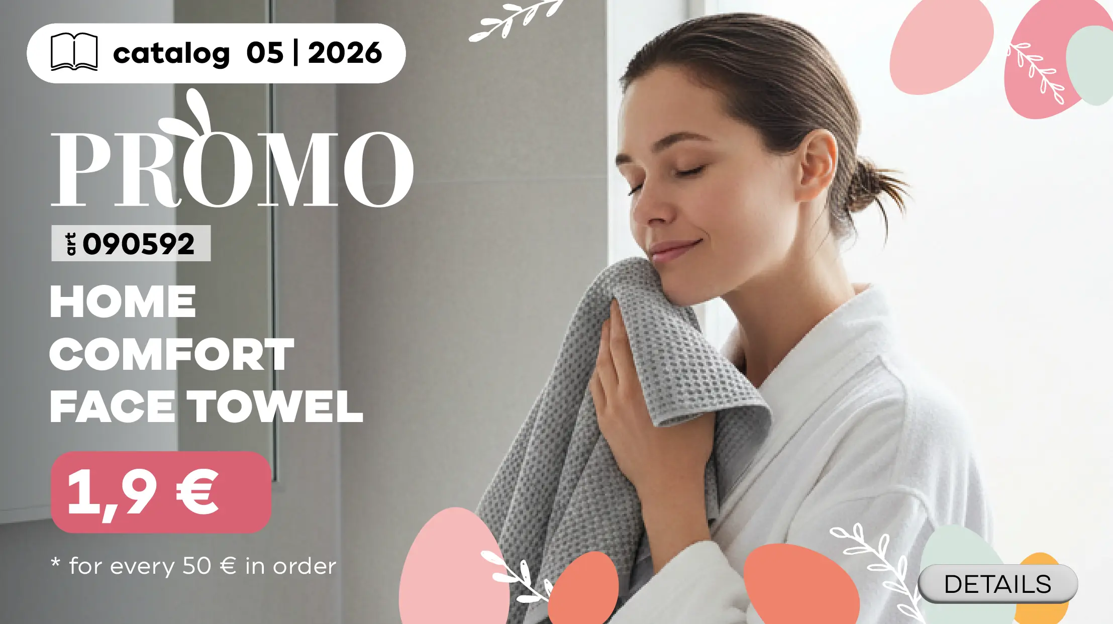 Get the Home Comfort Face Towel for just 1,9€ with every 50€ spent on your order